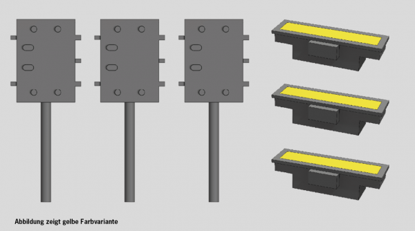 Indusi PZ80 gelb und Anschlusskasten, je 3 Stück, TT